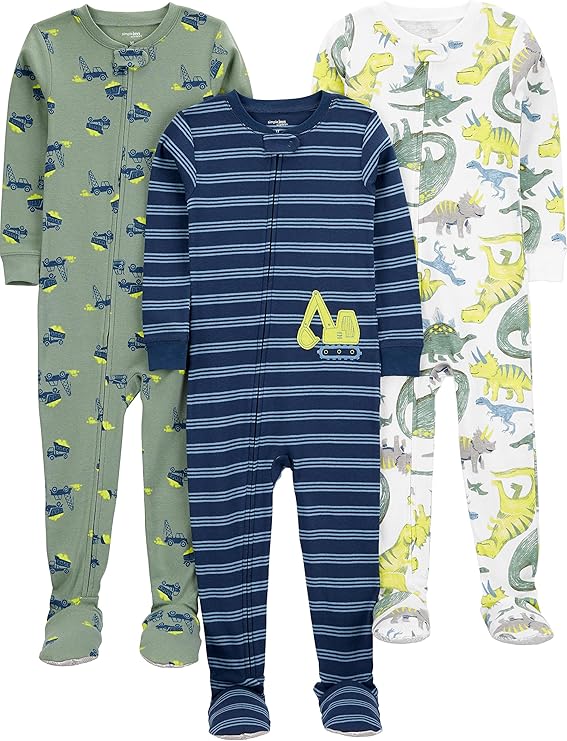 🫧 Macacão de dormir para bebês Pijama de algodão com pés justos Simple Joys by Carter'sMe