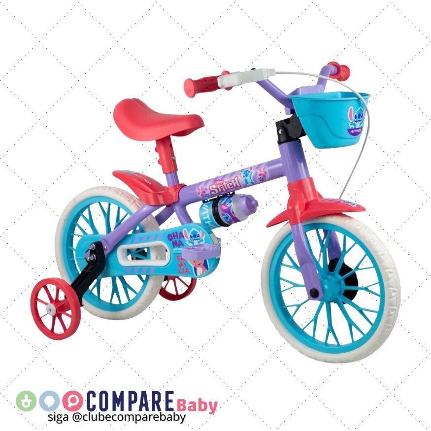 😍 Nathor Bicicleta Infantil Aro 12 Disney Stitch