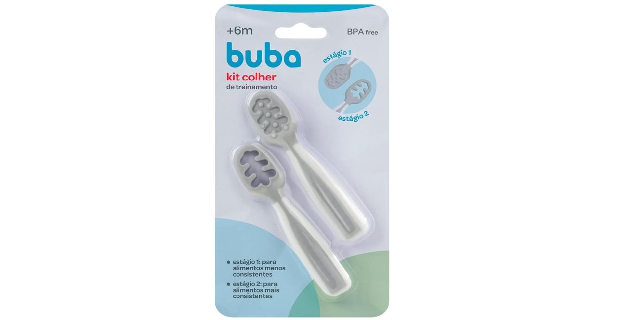 🫧 Buba Kit Colher De Treinamento Cinza