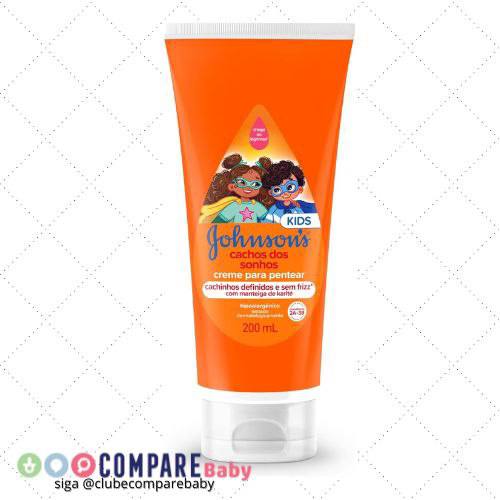😍 Johnson's Baby Creme Para Pentear Para Cabelos Cacheados Cachos Dos Sonhos, 200ML INFAN