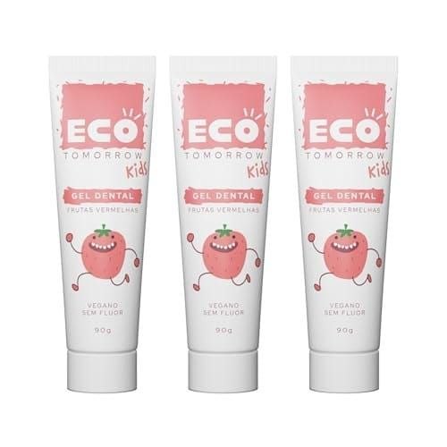 🛍️ Kit 3 Gel Dental Infantil Frutas Vermelhas sem Flúor Eco Tomorrow 90g
