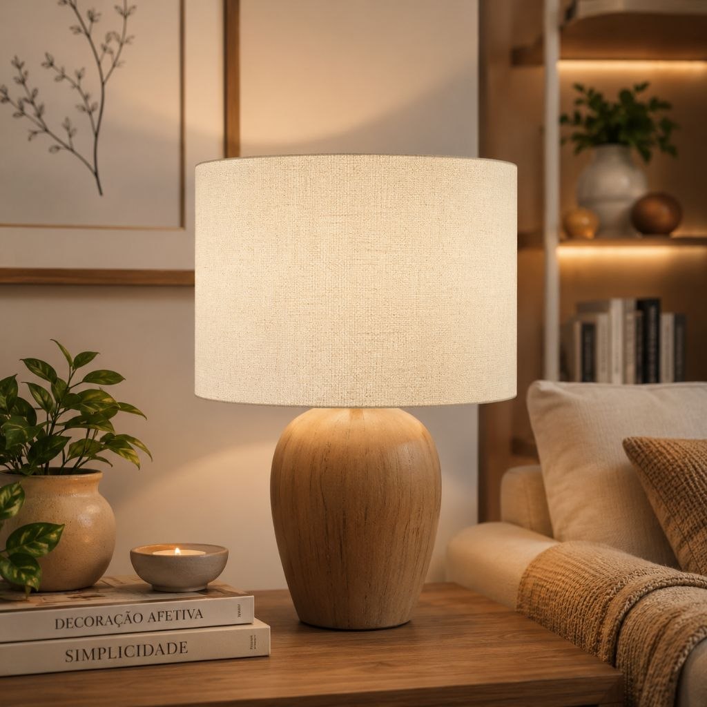 - Cúpula Algodão Cru 40x40x22cm Cilíndrica E27 – para Abajur, Pendente e Luminária