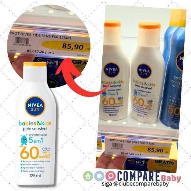 😍 NIVEA SUN Protetor Solar Kids & Babies Pele Sensível FPS 60 125ml