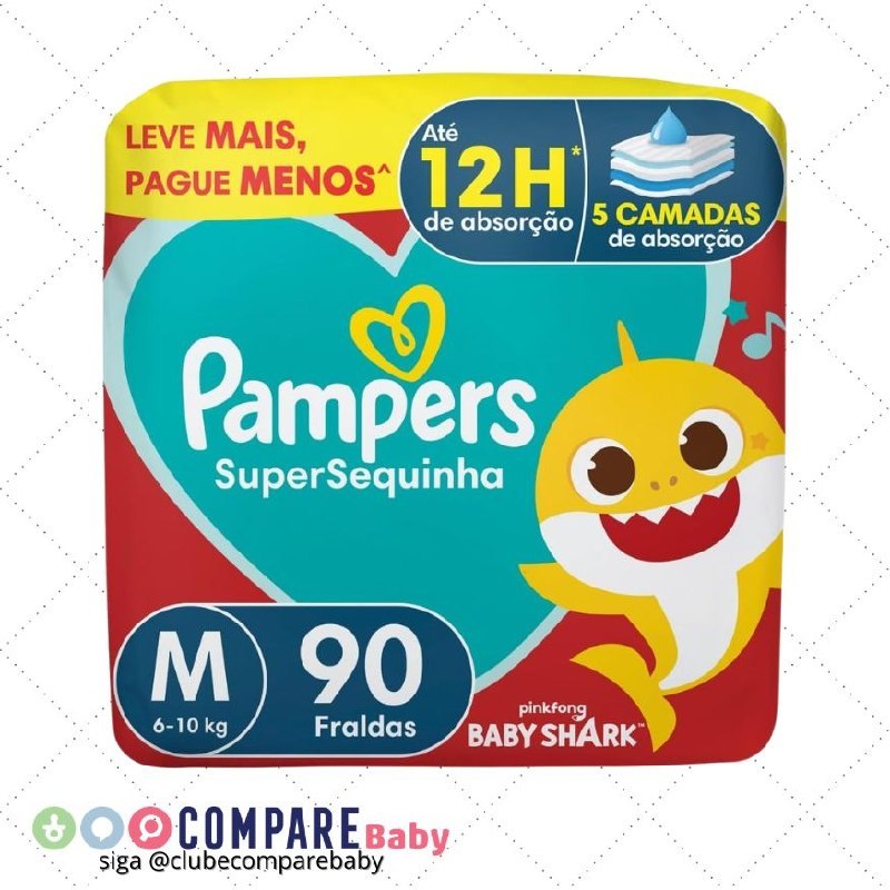 😍 Fralda Pampers Supersequinha Tamanho M 90 Unidades
