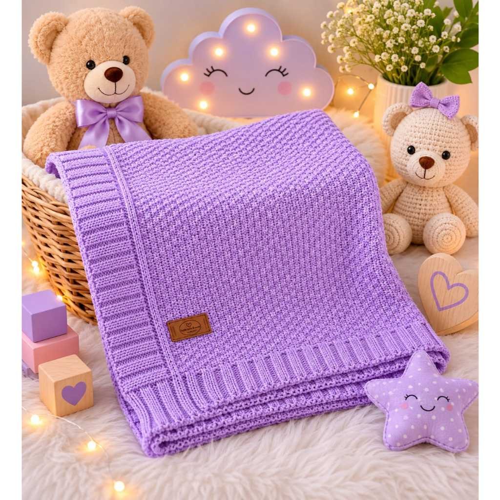 🛍️ Manta de Tricot Para Bebê Cobertor Saída Maternidade