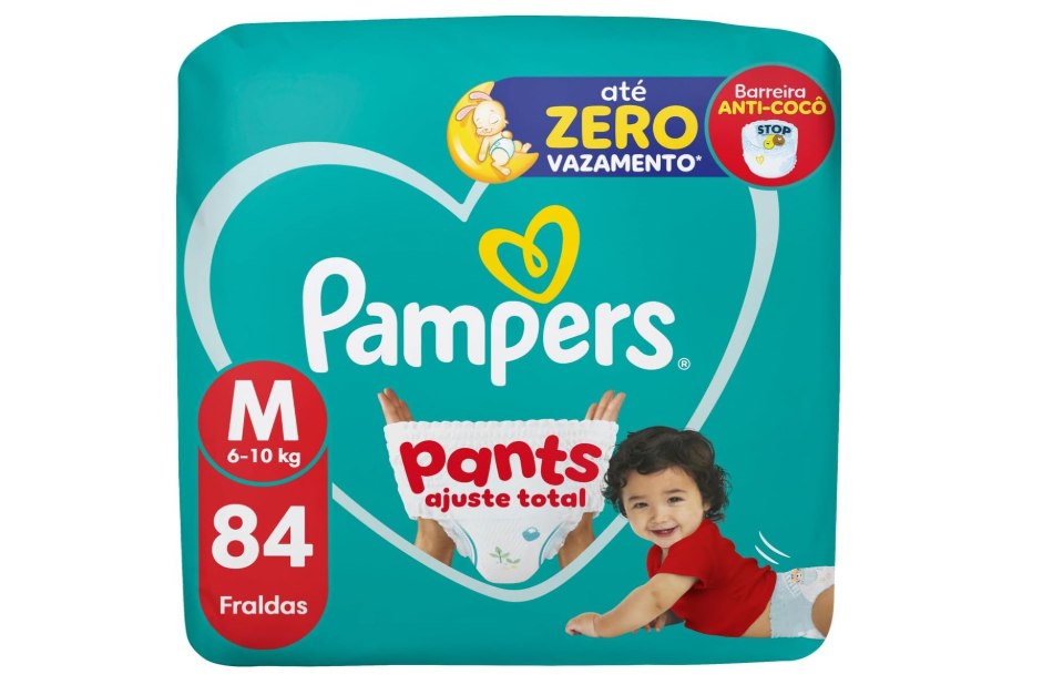 🫧 Fralda Pampers Pants Ajuste Total Tamanho M, Fácil de Vestir, 84 Unidades