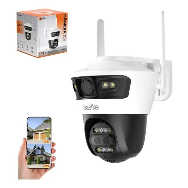 Câmera De Segurança Ip Wifi 360° 4K Tripla Lentes IP66 Externa Interna Para Casa Visão Not