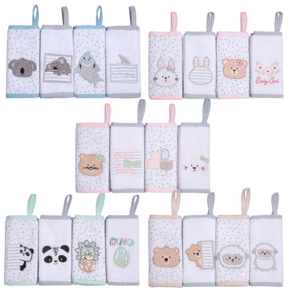 🛍️ Pano de Boca com Prendedor de Chupeta 38cm x 36cm - Pano Fralda com Soft 100% Algodão