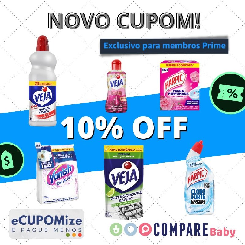 CUPOM DE 10% OFF em PRODUTOS DE LIMPEZA !!!