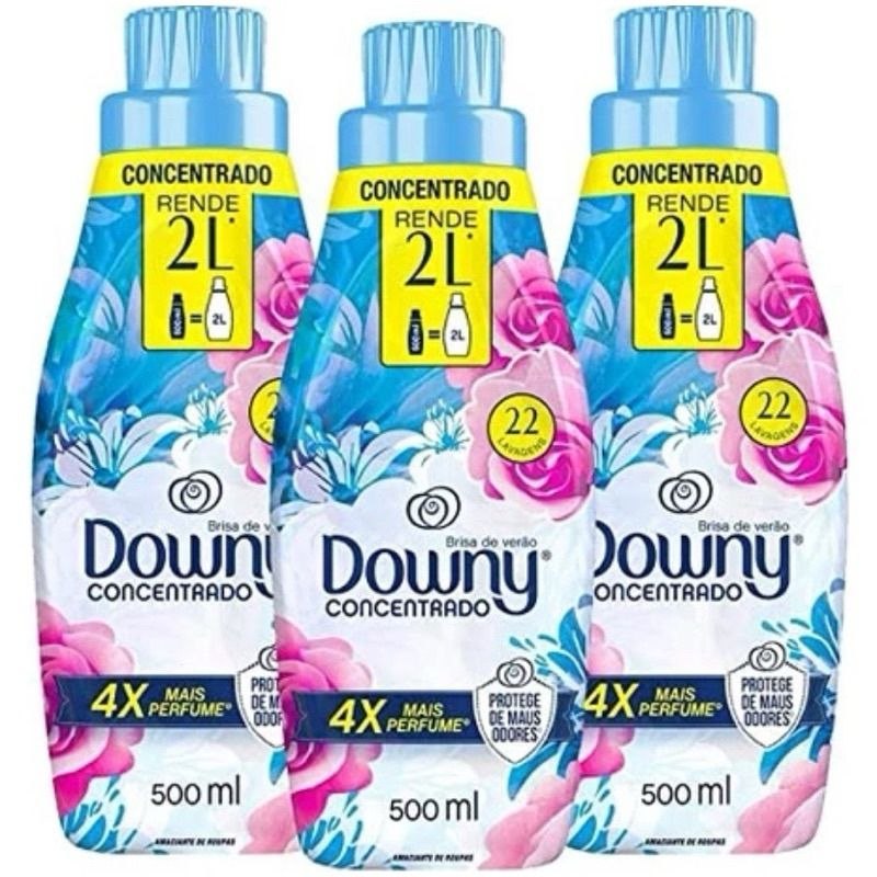 - Kit 3un Downy amaciante concentrado fragrância brisa de verão 500mL