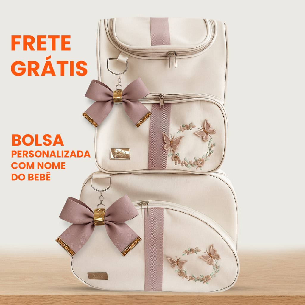 🛍️ Kit Bolsa Maternidade 2 Peças  Mala + Mochila Bordada Impermeável Personalizada Bebê