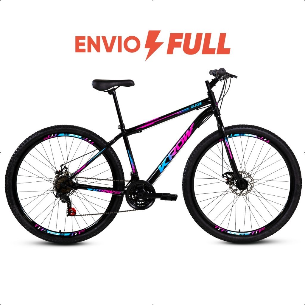 🛍️ Bicicleta Aro 29 Aço Carbono Freios A Disco 21 Marchas Krow Bikes Para o dia a Dia Pas