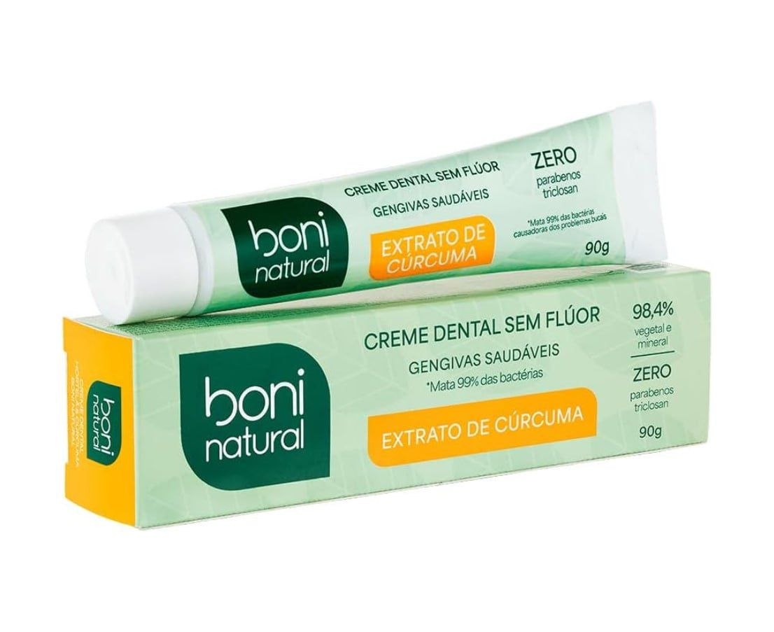Creme Dental com óleos naturais de Hortelã e Extrato de Cúrcuma Boni Natural 90g