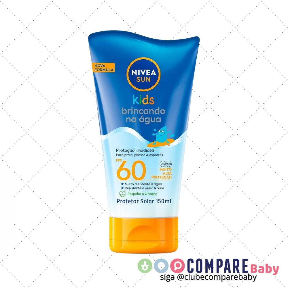 😍 NIVEA SUN Protetor Solar Kids Brincando na Água FPS 60 150ml - Infantil, especialmente