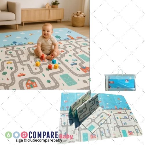 😍 Tapete Tatame Infantil Dobrável 2x1,5m Emborrachado Dupla Face 6mm Antiderrapante Bebê