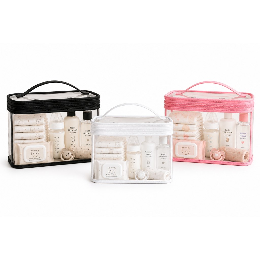 🛍️ Organizador Para Mala Bebe Necessaire Kit 4 Peças Transparente Passeios e Malas Matern