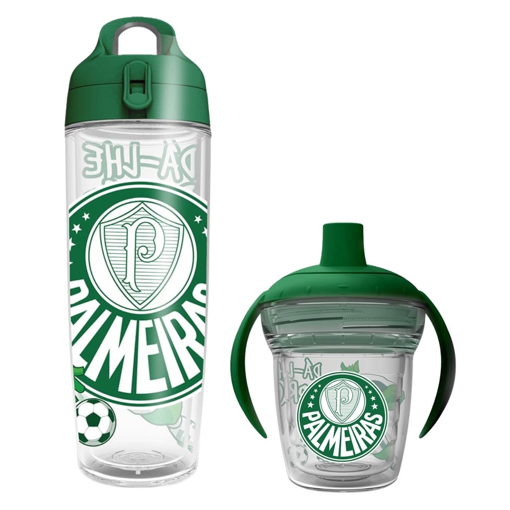 🛍️ Kit 2 itens Copo infantil treinamento + Garrafa Agua Palmeiras Dalhe Porco
