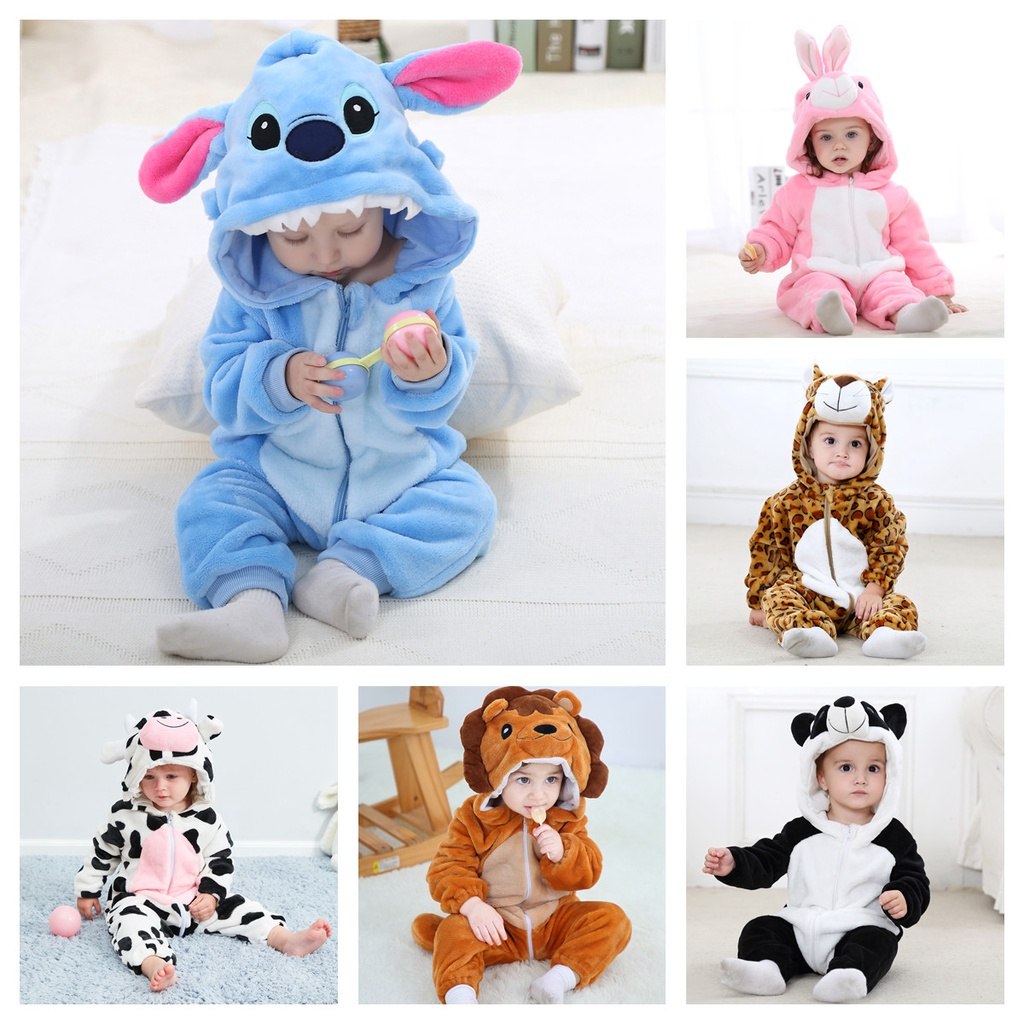 🛍️ Bebê Kigurumi Leão Vaca Coelho Tigre Dos Desenhos Animados Romper Infantil Crianças An