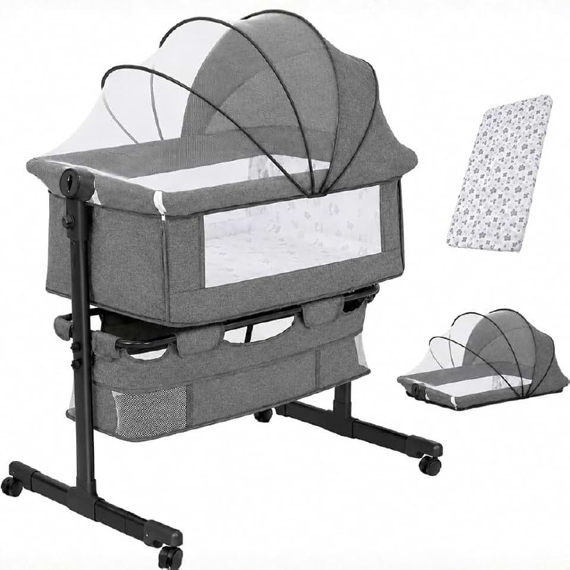🛍️ Berço Portátil Kidino Acoplado Co-Bed Com Colchão e Mosquiteiro, Altura Ajustável, Cin