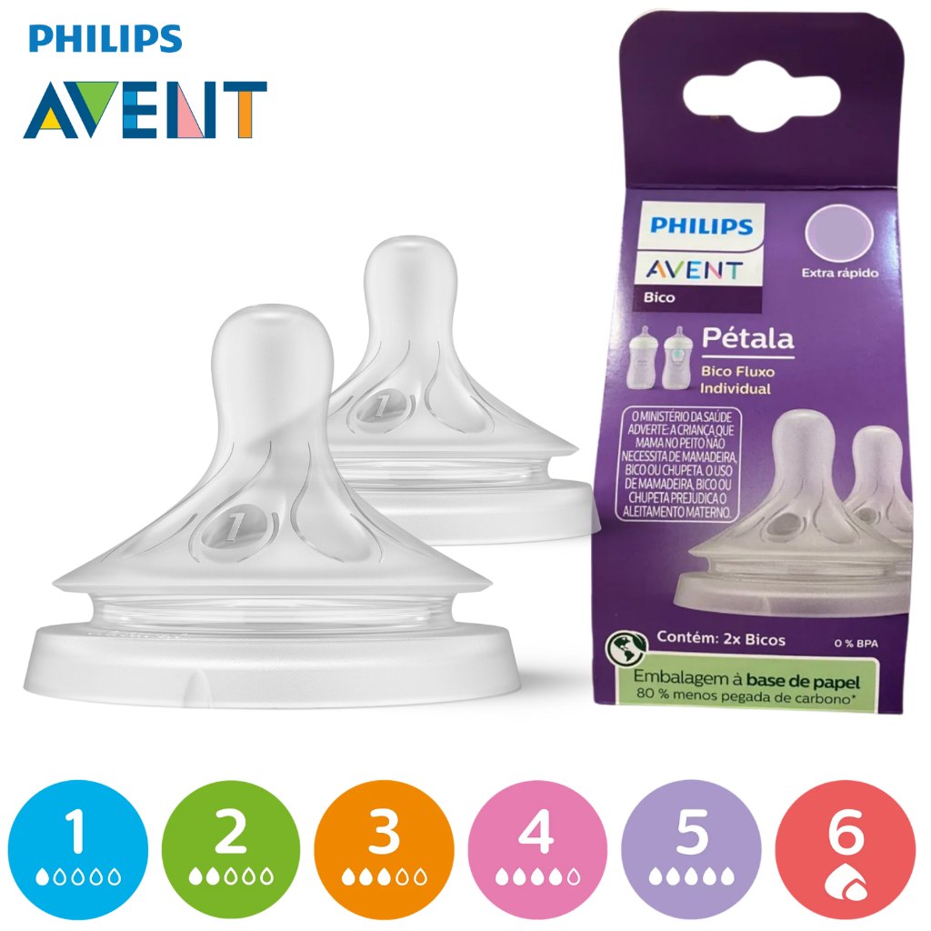 🛍️ Bico Mamadeira Avent Pétala 3.0 Silicone 2 Unidades