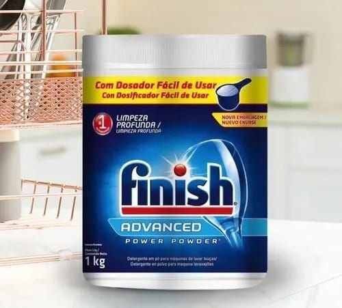 Finish Advanced Detergente para Lava Louças em Pó, Sabão Limpeza Profunda, 1kg