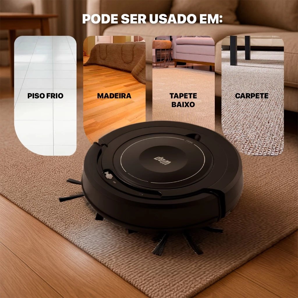 🌪Aspirador de Pó Robô WAP Robot W100 3 em 1 Antiqueda Bivolt 17W