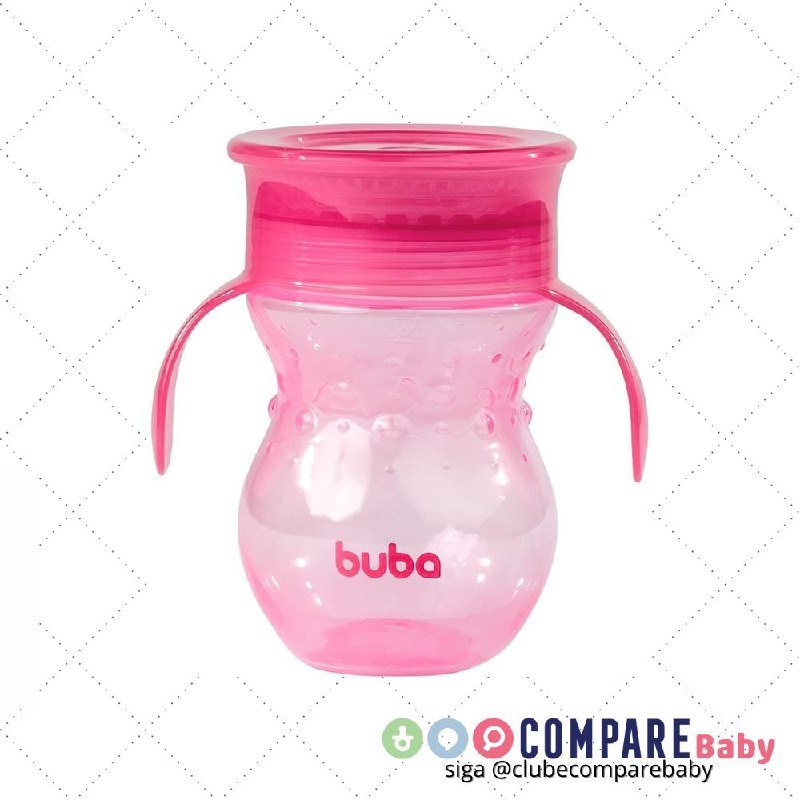 😍 Buba Copo 360º Com Alça Rosa Rosa