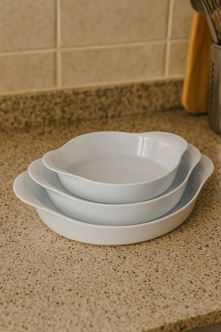 - Conjunto de Assadeiras Nadir Opaline em Vidro 3 Peças