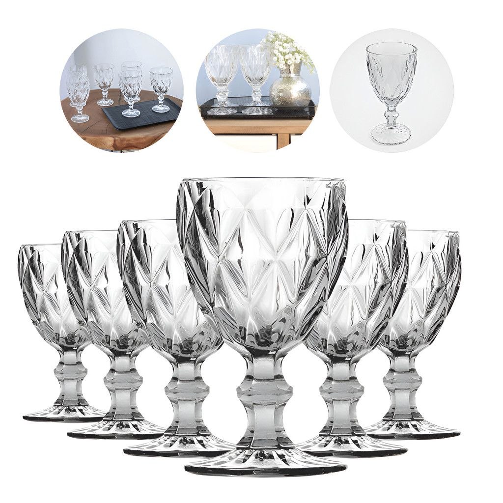 - Jogo De Taças De Vidro Diamond Cristal 325ml 6 Peças