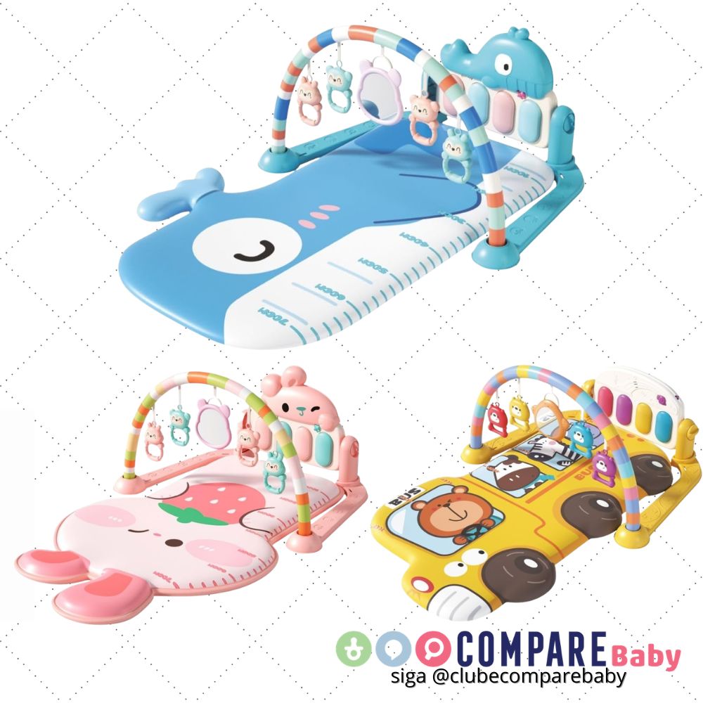 😍 Tapete De Atividades Para Bebê 3D Ginásio Piano Musical 5 Brinquedos Interativo Maxi Ba