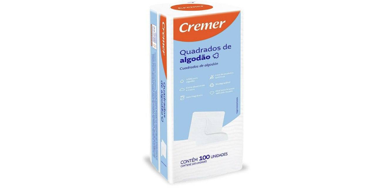🫧 Cremer Algodão Quadrado Sem Perfume Pacote 100 Unidades