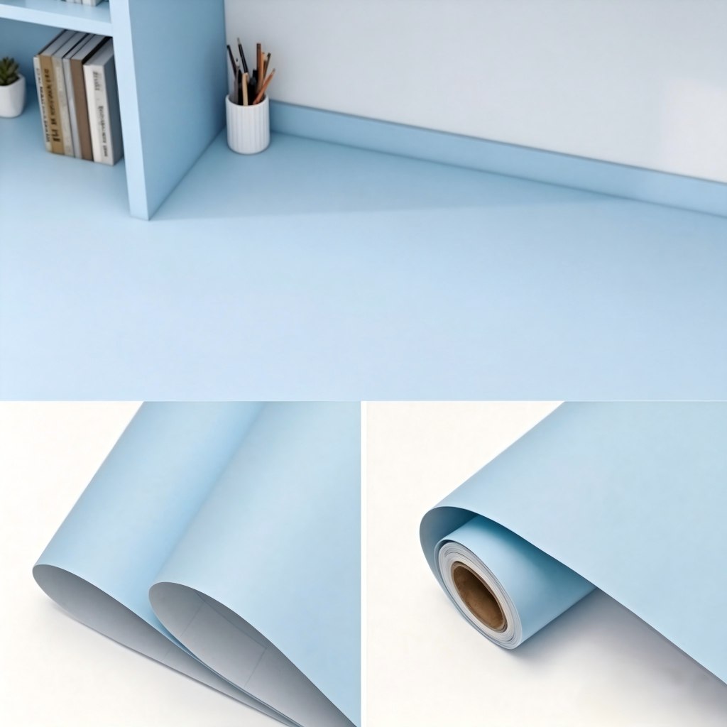 🛍️ Azul Claro Papel Adesivo Para Decoração 5 Metros Ideal para Quarto Infantil, Quarto de