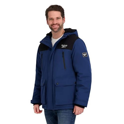 🛍️ Reebok Jaqueta de inverno masculina com revestimento macio, Jeans escuro, M