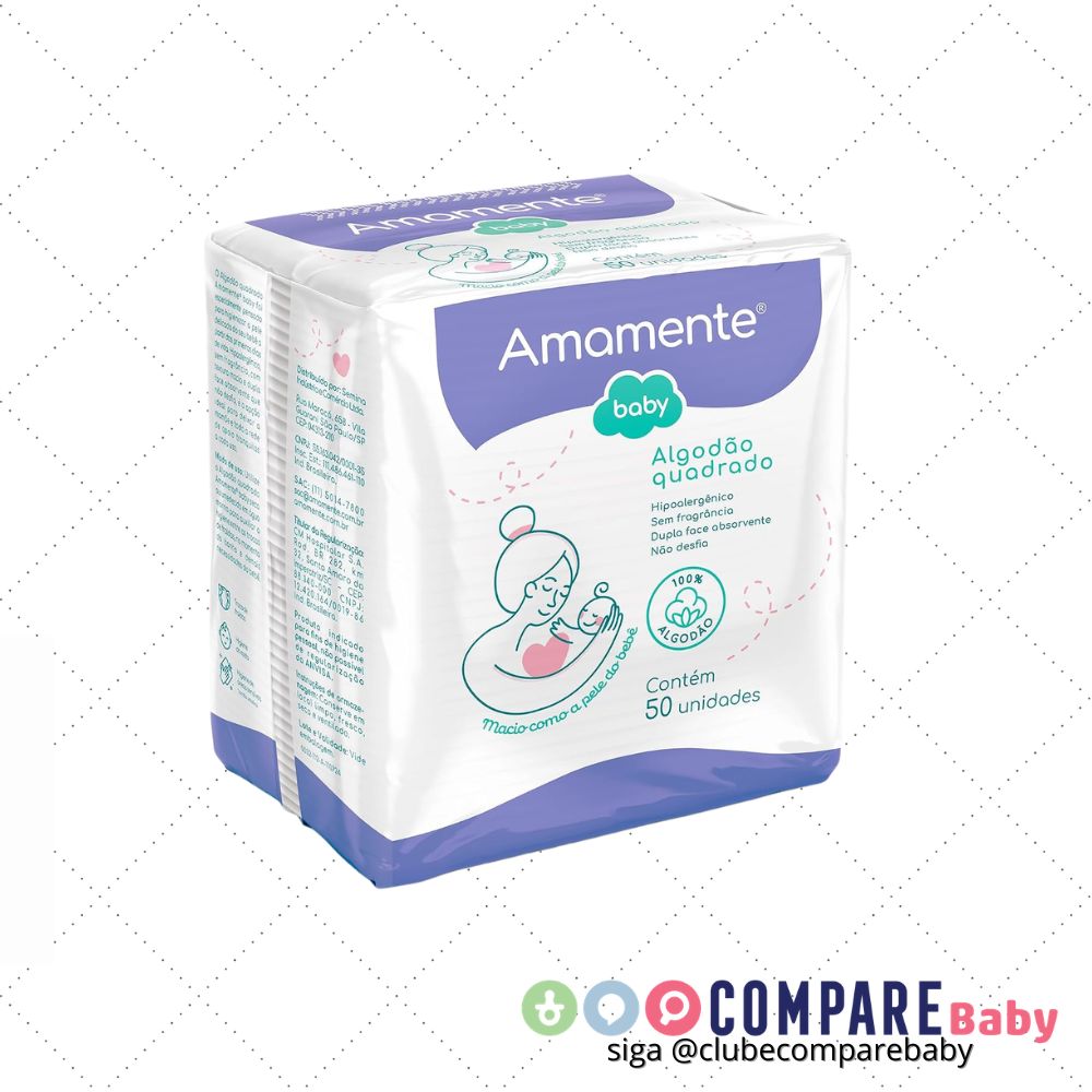 😍 Algodão Quadrado Amamente® Baby 50 UN