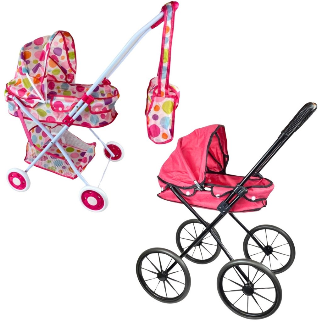 🛍️ Carrinho De Boneca Bebe de luxo com Berço Removível e Trava Brinquedo Infantil - Caste