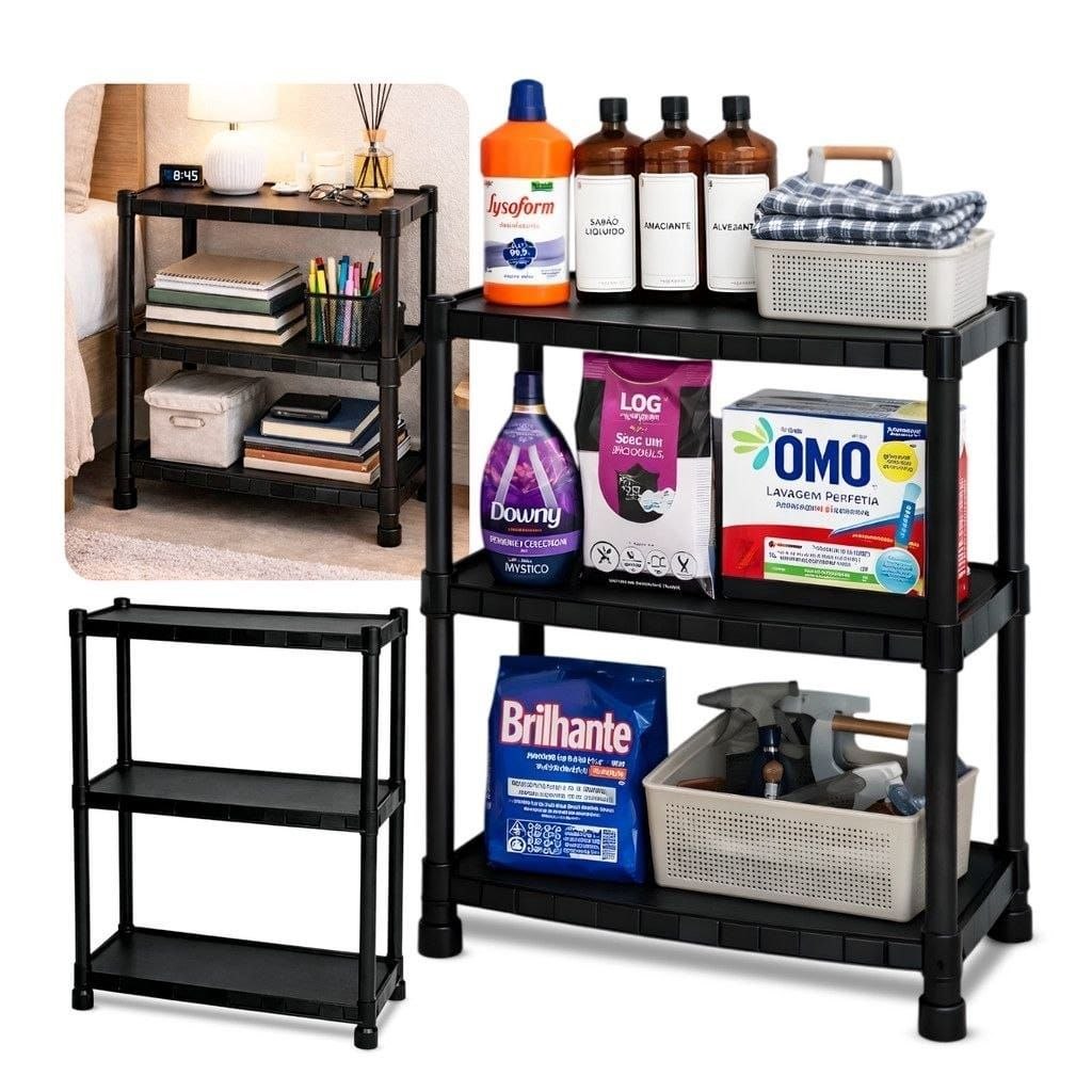 🛍️ Estante Prateleira Modular Multiuso Plástico com 3 Prateleiras Reforçado Com Pezinhos