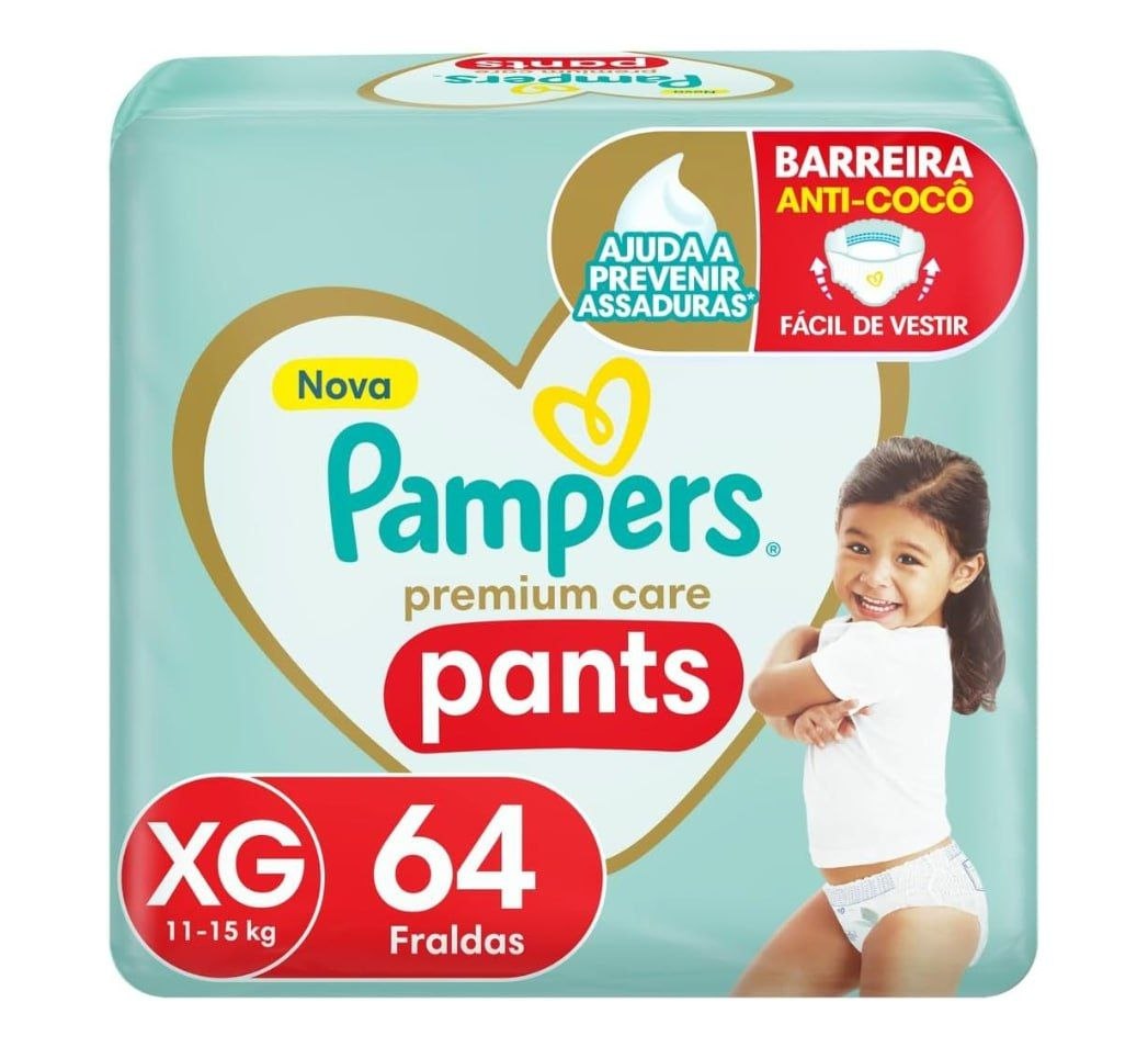 Fralda Pampers Premium Care Pants XG 64 unidades