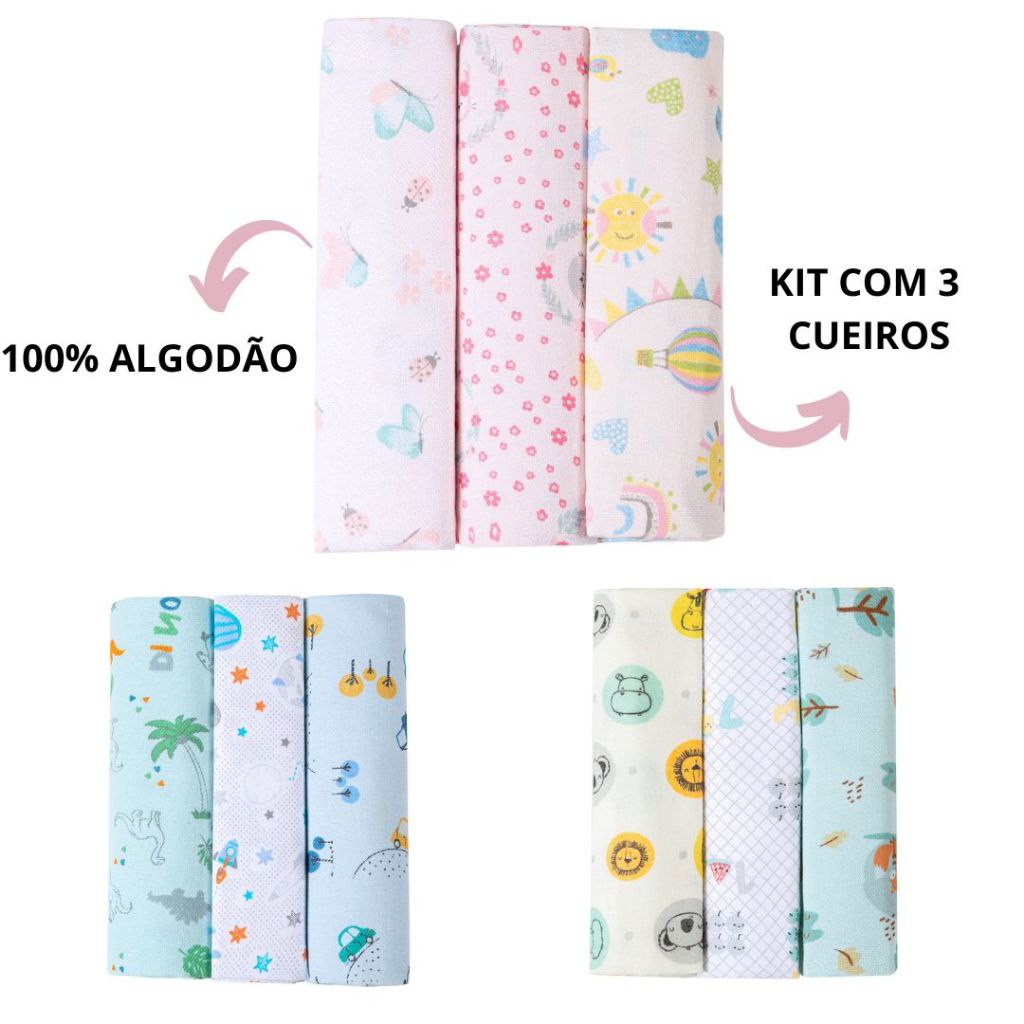 🛍️ KIT 3 CUEIROS FLANELADOS PAPI 100x80cm - LINHA KARINHO