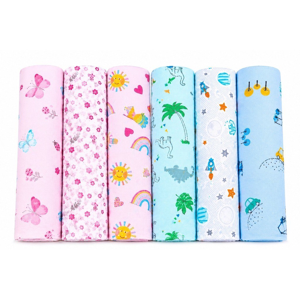 🛍️ Kit 6 Cueiro Flanelado Liso Estampado bebe 80x50cm 100% algodão Menino Menina