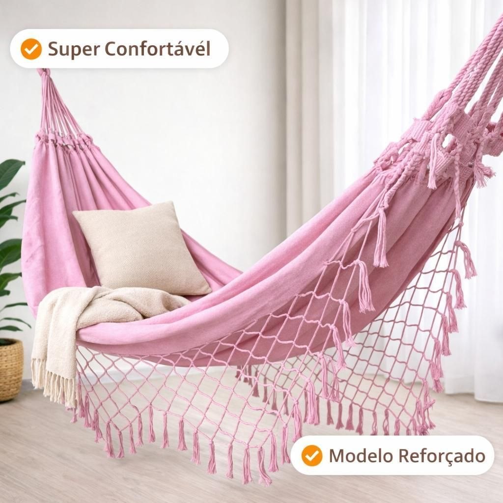- Rede de Descanso Dormir Casal Luxo Confortável Algodão Reforçada Decorativa