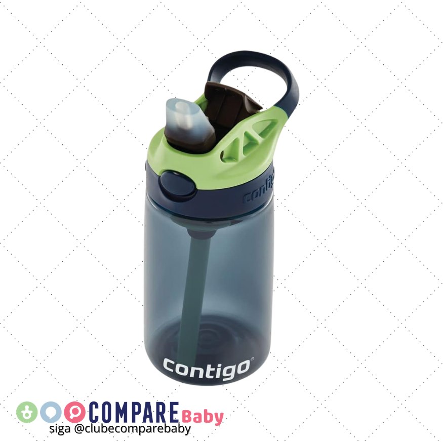 😍 Garrafinha Infantil Tritan Verde e Azul Marinho 414ml Contigo
