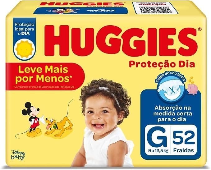 Fralda Huggies Proteção Dia Tam. G - 52 unidades