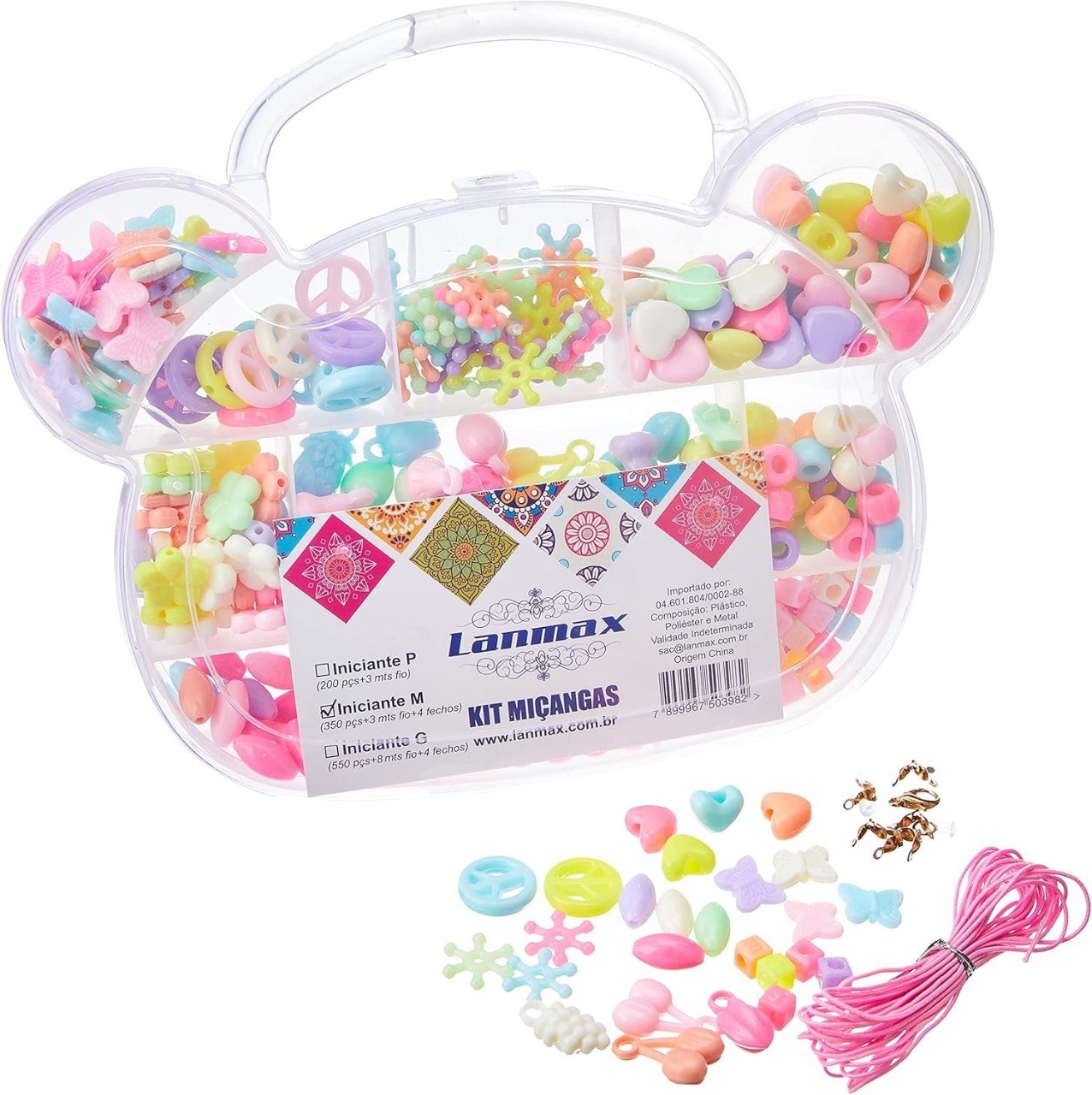 😍 Miçanga Colorida Bijuteria Iniciante Pulseira Colar Brinco Chaveiro Kit