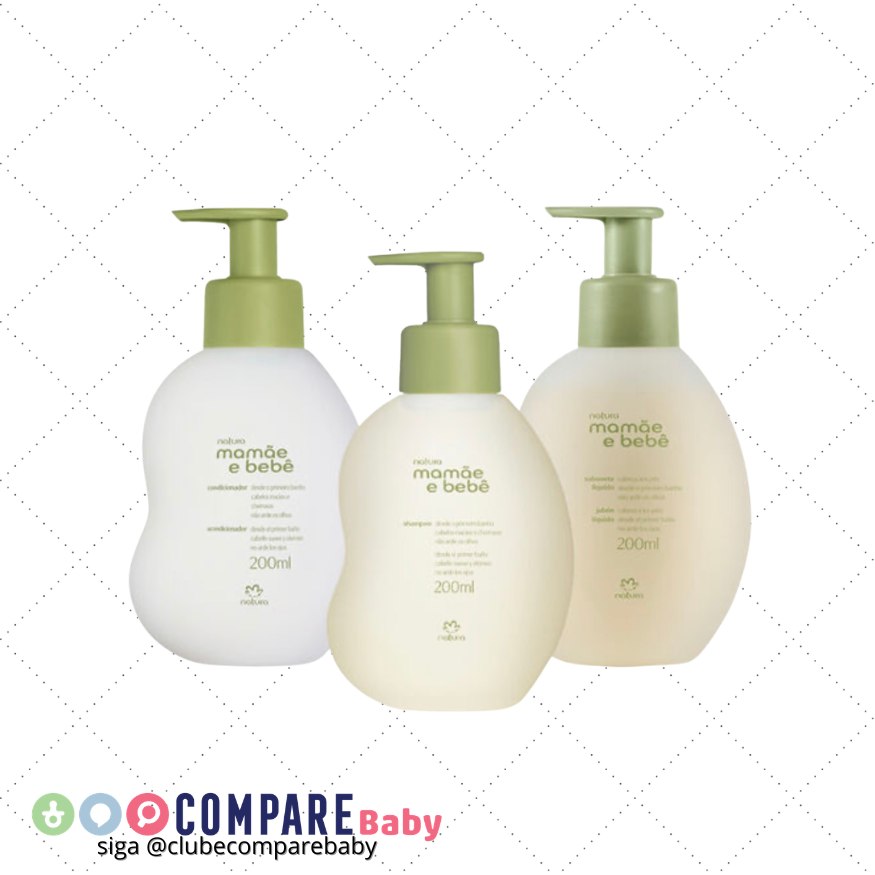 😍 Kit Mamãe e Bebê Shampoo, Condicionador e Sabonete Líquido (3 produtos)