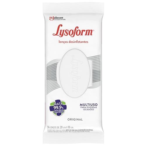 🛍️ Lysoform Original, Lenço Umedecido Desinfetante, Multisuso, Desinfecção e Limpeza, 36