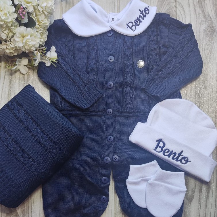 🛍️ Kit  3 peças  Body + touca Personalizada e 1 par de luvas bebê kit para compor saída m