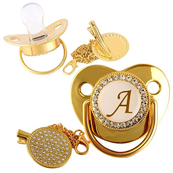 🛍️ Baby Gold Carta Pacifier/Golden Mouth Toy Para Bebês/Cartoon De Teether De Silicone