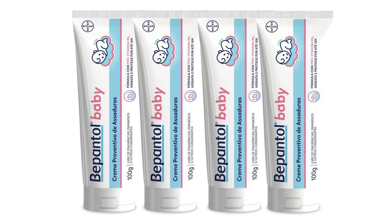🫧 Kit 4 Cremes Pomadas de Assaduras Vit B5 com 100g cada, Total 400g - Bepantol Baby