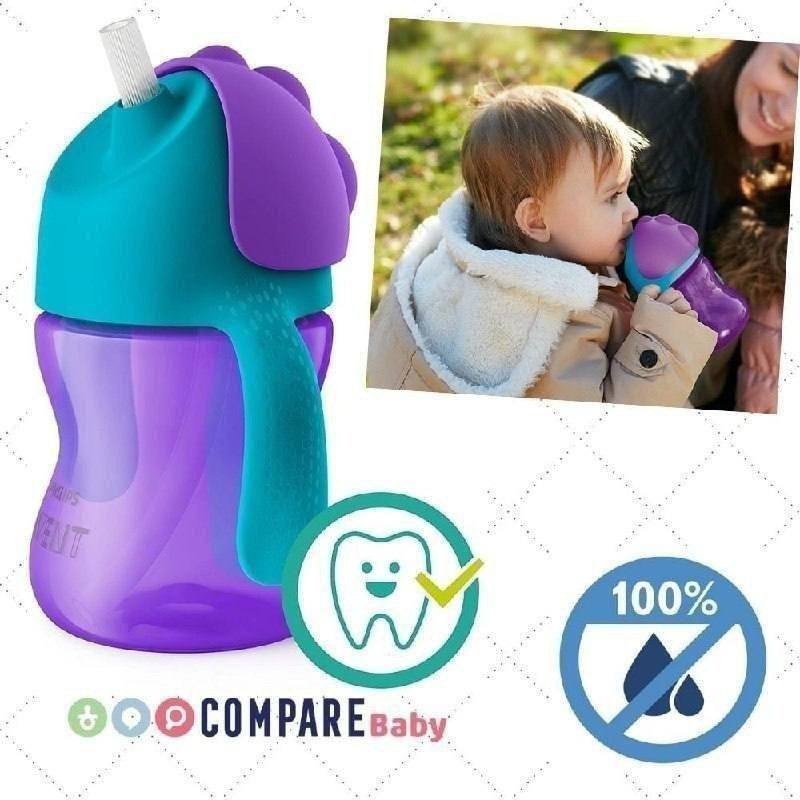 😍 Copo Canudo Dinossauro 200 ml Roxo, Philips Avent