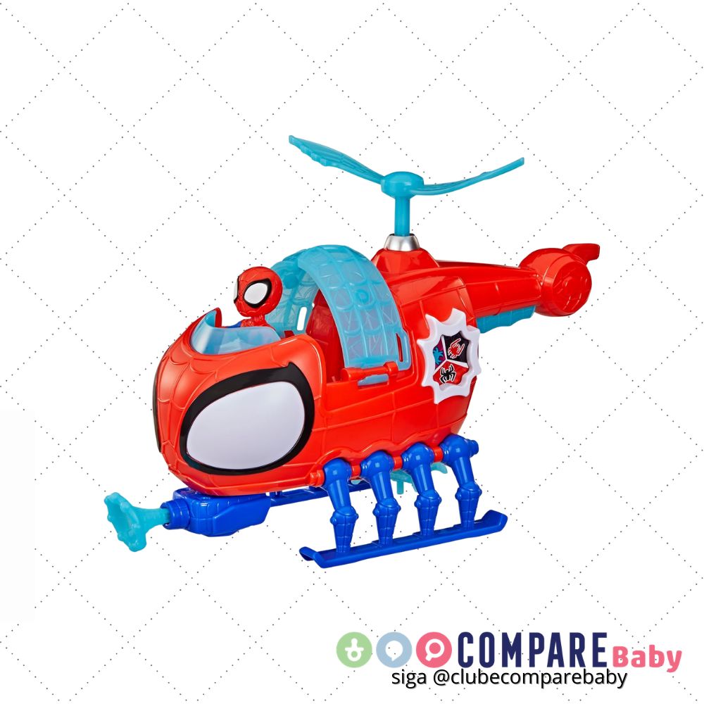 😍 Marvel Spidey Veículo e Figura Helicóptero Aranha com Boneco Articulado 7,5 cm